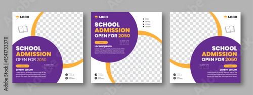 Back to school poster elegant promotional advertising banner. Social media post for new admission. Minimalistic editable advertising poster for social media. 