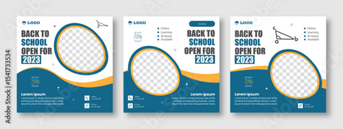 Social media post for new admission. Minimalistic editable advertising poster for social media. Back to school poster elegant promotional advertising banner.