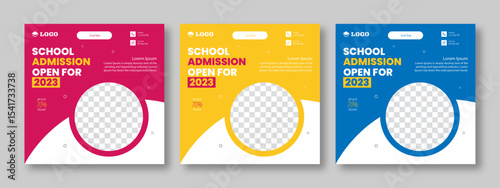 Social media post for new admission. Minimalistic editable advertising poster for social media. Back to school poster elegant promotional advertising banner.