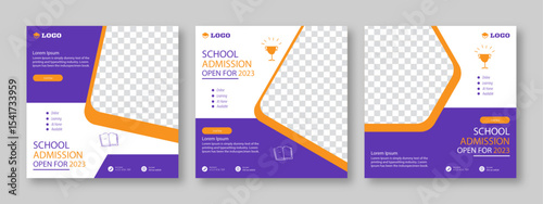 Social media post for new admission. Minimalistic editable advertising poster for social media. Back to school poster elegant promotional advertising banner.