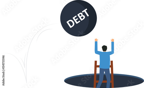 Man Facing Crushing Debt, burden overwhelming, striking campaigns, financial hardship, bankruptcy, debt management, economic struggles,debt collection, loan defaults, the stress financial instability,