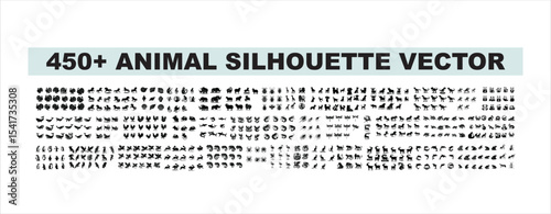 Animal silhouette collection. Set of black animal silhouette. Animal icons. Mammal, fish, insects, birds, reptiles silhouette collection. Wild, domestic animals icons