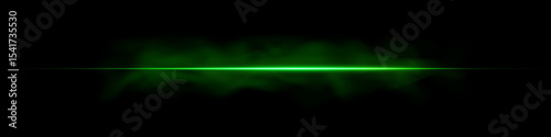 Green neon laser beams streak across black background with glowing flare and dynamic energy. Fast motion and digital shine create futuristic party vibe. Horizontal vector design with abstract bokeh.