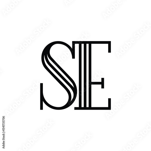 SE monogram logo design letter text name symbol monochrome logotype alphabet character simple logo