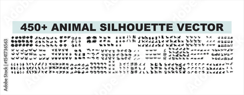 Animal silhouette collection. Set of black animal silhouette. Animal icons. Mammal, fish, insects, birds, reptiles silhouette collection. Wild, domestic animals icons