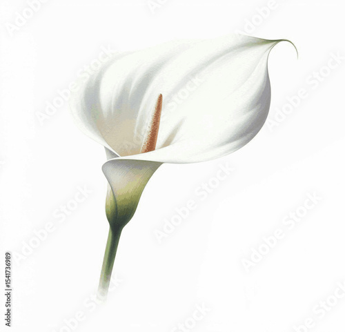 Pure Trumpet Calla Lily white isolated watercolor vector illustration svg