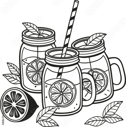 Jar of sweet fruit jam and golden honey vector illustration set