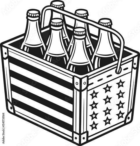Here's a single sentence for describing the image:

Vintage vector illustration of an old metal milk bottle and glass design icon