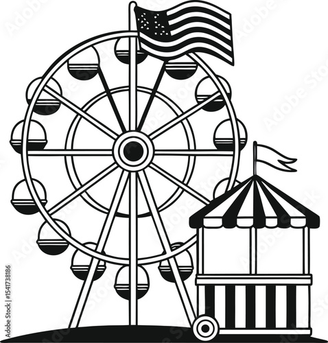 A vibrant vector illustration of a Ferris wheel, perfect for an amusement park entertainment design