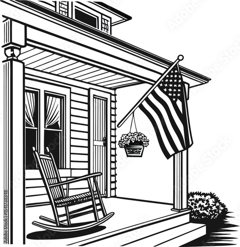 Here's a single sentence to describe the image:

An illustrated vector sketch of a building's facade, featuring windows and a door, ideal for architecture, home, or shop design icons