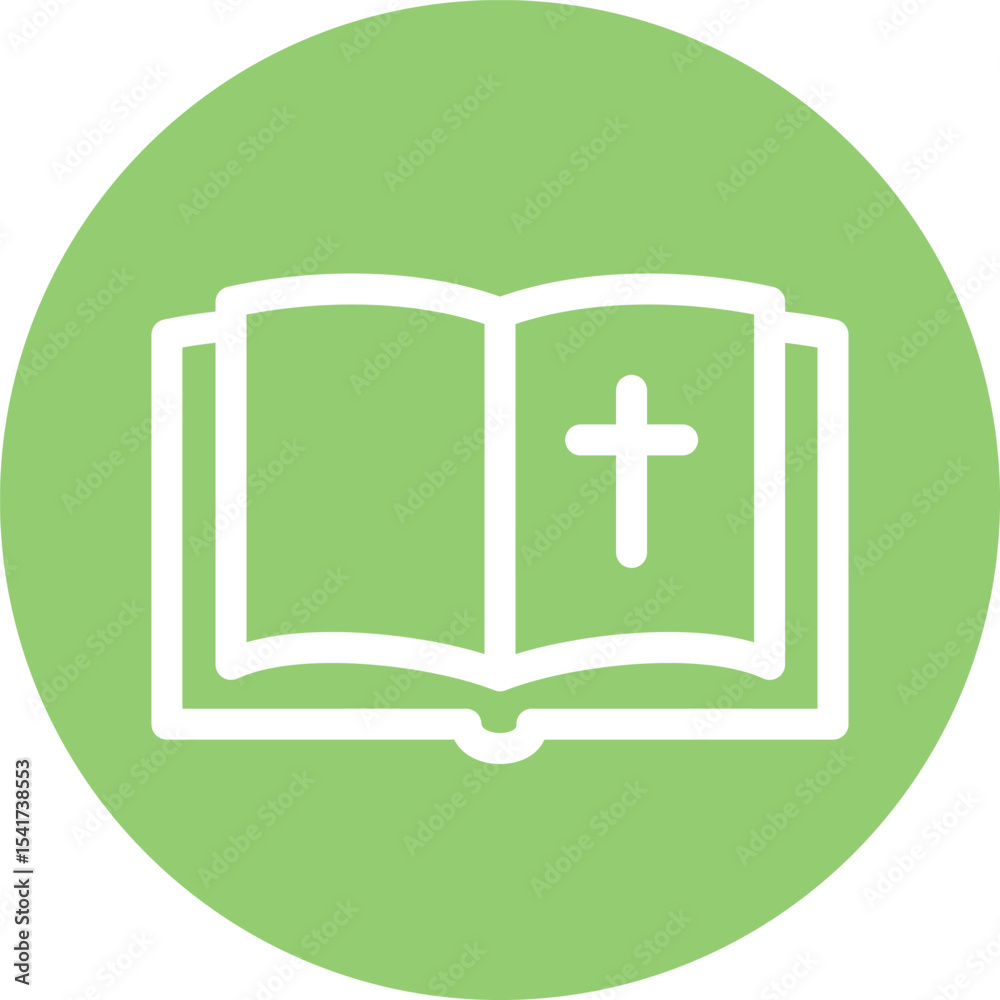 Obraz premium Open Bible on Green Circle Background