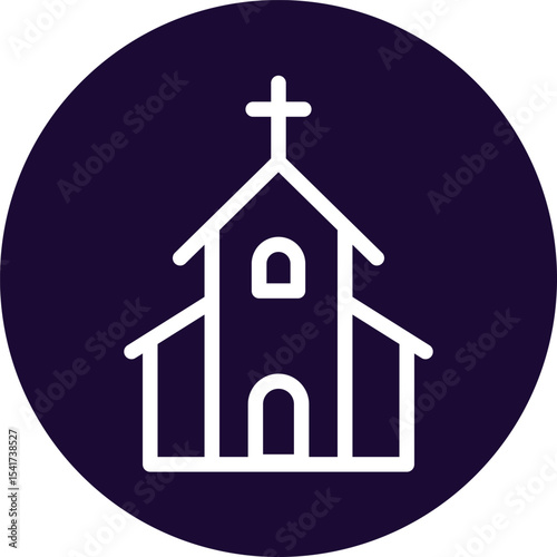Purple Circle Church Building Flat Design