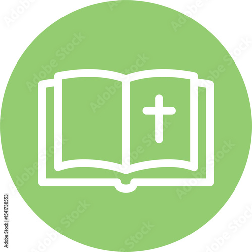 Open Bible on Green Circle Background