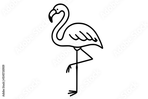 Flamingo Outline Vector Illustration