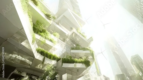 Modern Sustainable Architecture with Green Facade in Urban Setting