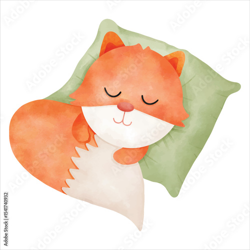A hand-drawn illustration of a cozy little fox nestled in autumn leaves, capturing the warmth and charm of fall.