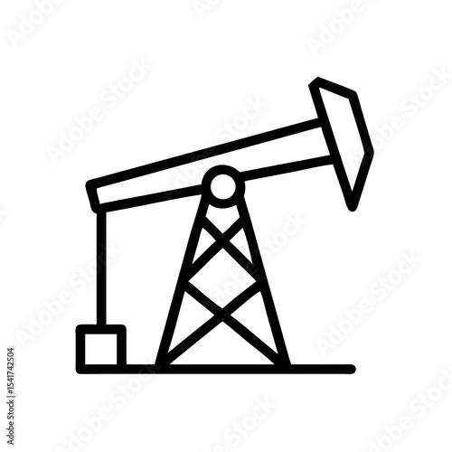 Oil drilling rig illustration in minimalist line art style  