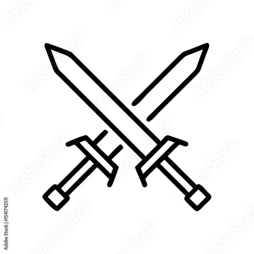 Crossed swords in minimalist style on white background  