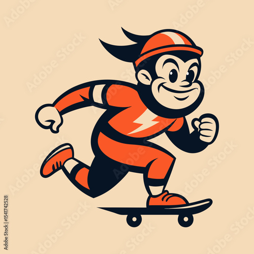 Skateboarding Mascot Logo Vector Art Illustration