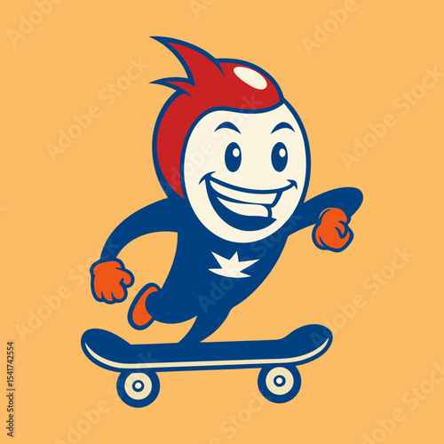Skateboarding Mascot Logo Vector Art Illustration