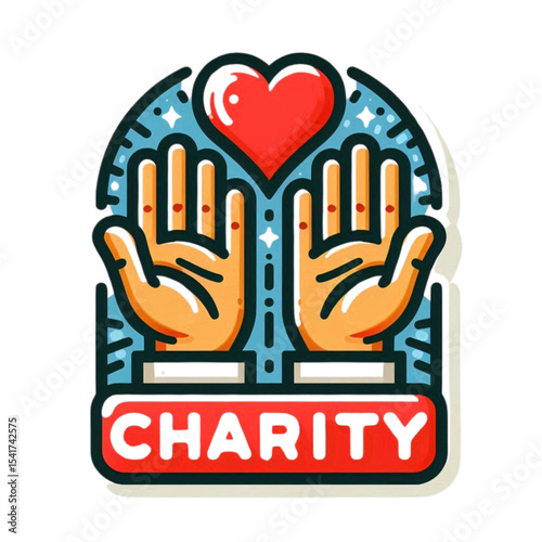 Hands offering love symbol in charity logo design  