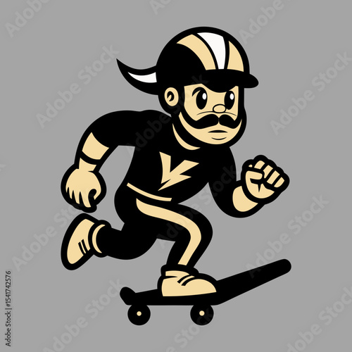Skateboarding Mascot Logo Vector Art Illustration