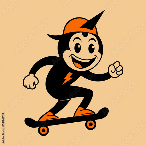 Skateboarding Mascot Logo Vector Art Illustration