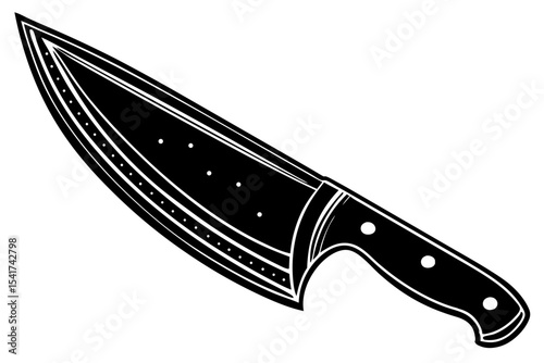 Elegant Black Chef's Knife Illustration Sharp, Detailed Design for Culinary Professionals