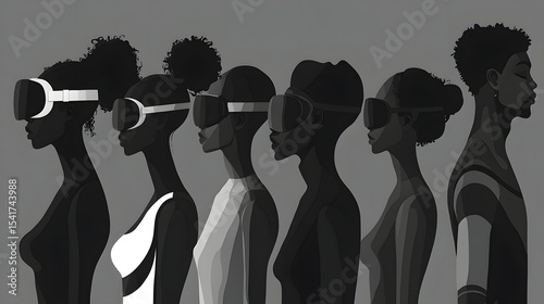 Diverse Group of People Experiencing Virtual Reality Technology