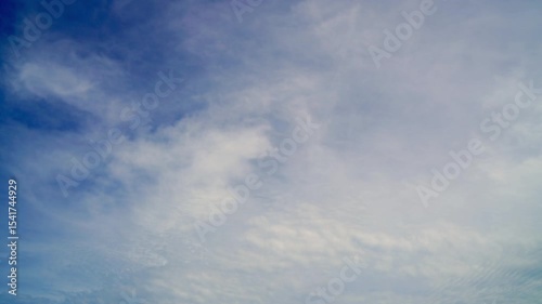 clouds and blue sunny sky,  white clouds over blue sky, Aerial view,  nature, blue sky, white clear weather. Time lapse video 4 K.