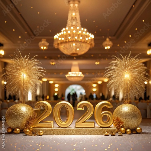 Golden 2026 New Year Celebration Festive Decor new years eve