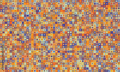 Vibrant abstract mosaic pattern.  Intricate design of tiny squares in warm autumnal hues creates a textured, energetic backdrop perfect for websites, presentations, or textile design.