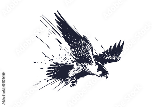 Peregrine Falcon hand drawn sketch vector illustration