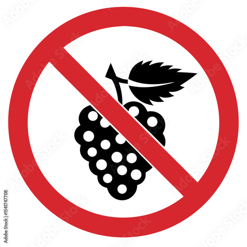 No Berry Picking sign with grape cluster and leaf in prohibition symbol