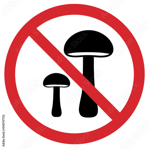 No Picking Mushrooms sign with two mushrooms in prohibition symbol