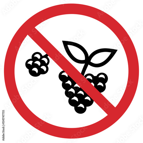 No Berry Picking sign with grape clusters in prohibition symbol
