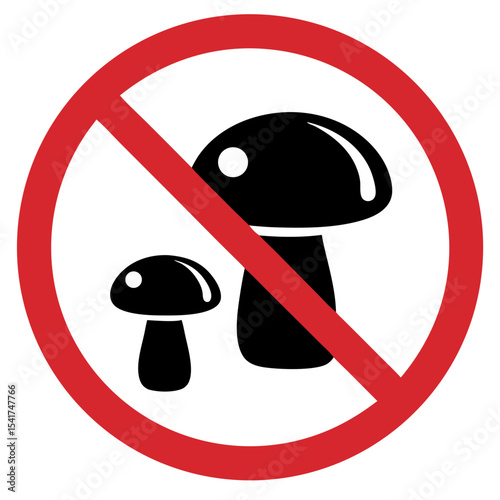 No Picking Mushrooms sign with two mushrooms in prohibition symbol