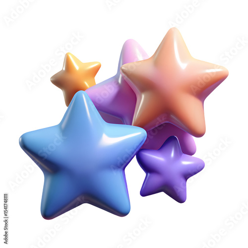 Plastic 3D Stars Illustration for Fantasy and Kids Designs