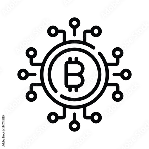 Get this outline style icon of bitcoin currency