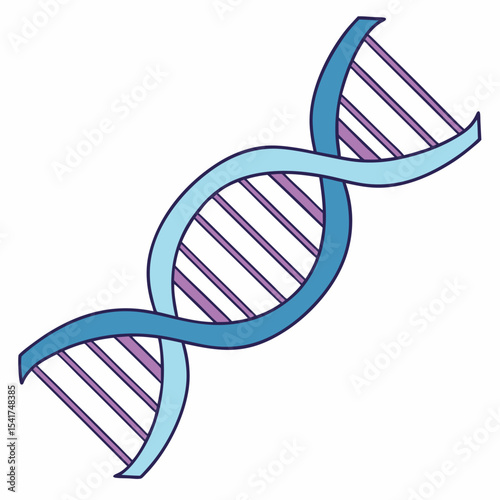 Stylized DNA Double Helix Illustration, Blue and Purple Color Scheme, Science Genetics Concept