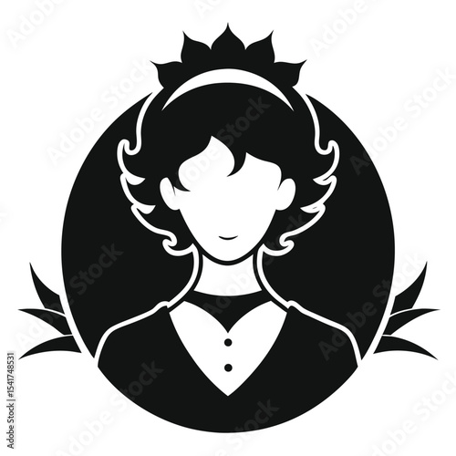 Stylized Maid Avatar with a Decorative Headband and Laurel Wreath a Classic Symbol of Domestic Service and Elegance