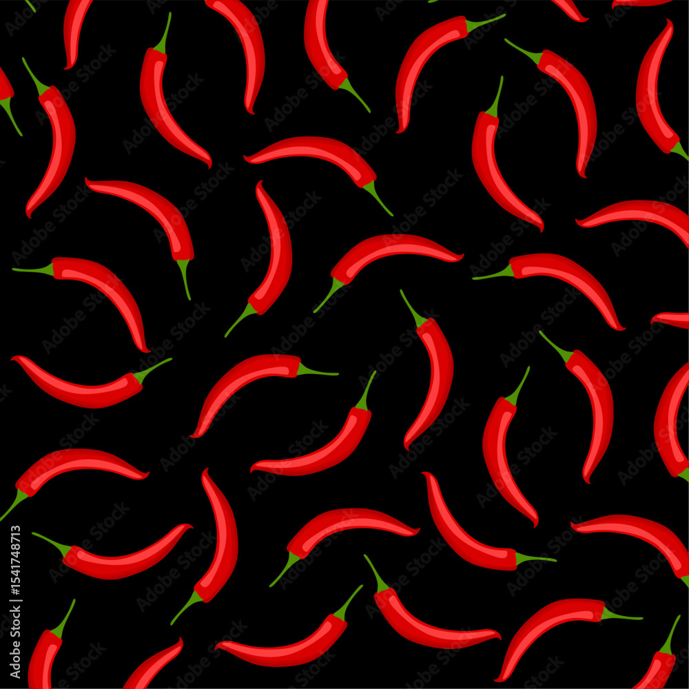 Vector seamless pattern with red hot chili peppers. Chili peppers background. Vector illustration Vector seamless pattern with red hot chili peppers. Chili peppers background. Vector illustration