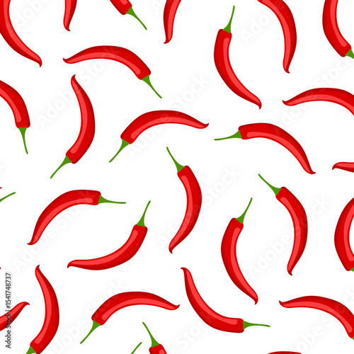 Seamless pattern of red hot chili peppers. natural design for fabric, package, textile, wallpaper, web design.