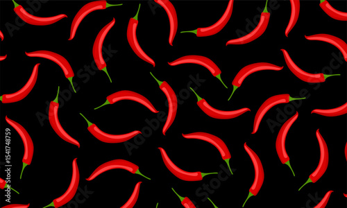 Seamless pattern of red hot chili peppers. natural design for fabric, package, textile, wallpaper, web design.