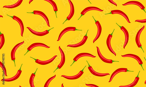 Seamless pattern of red hot chili peppers. natural design for fabric, package, textile, wallpaper, web design.