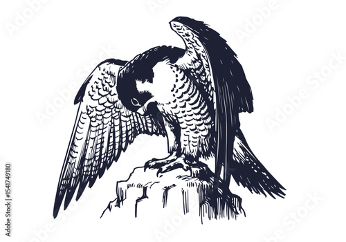 Peregrine Falcon hand drawn sketch vector illustration