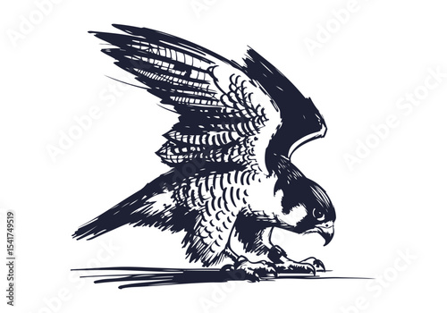 Peregrine Falcon hand drawn sketch vector illustration