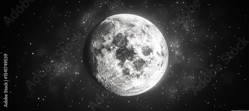Moon satellite rotation. Science astronomy education. Generative video AI technology.	
