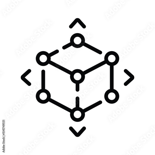 Modern linear icon showing a creative 3d model