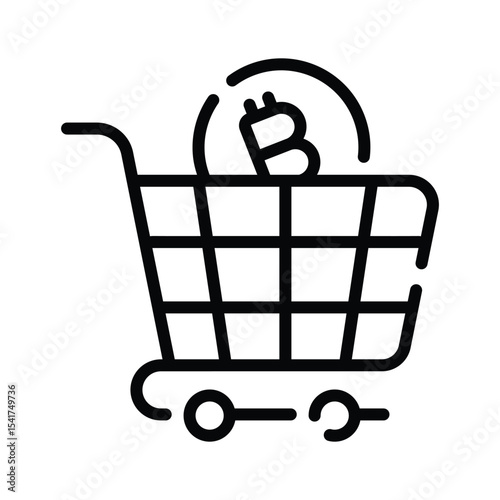 Grab this outline icon of bitcoin shopping cart